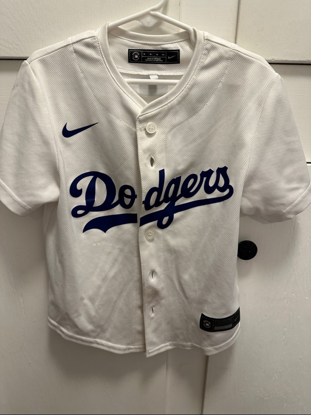 Kids Nike White and Blue Dodgers Yamamoto Baseball Jersey 5/6